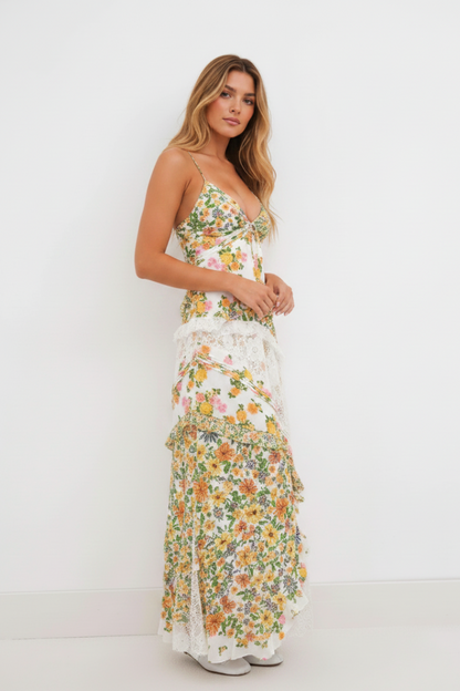 Megan | Floral Flattering Silhouette Maxi Dress