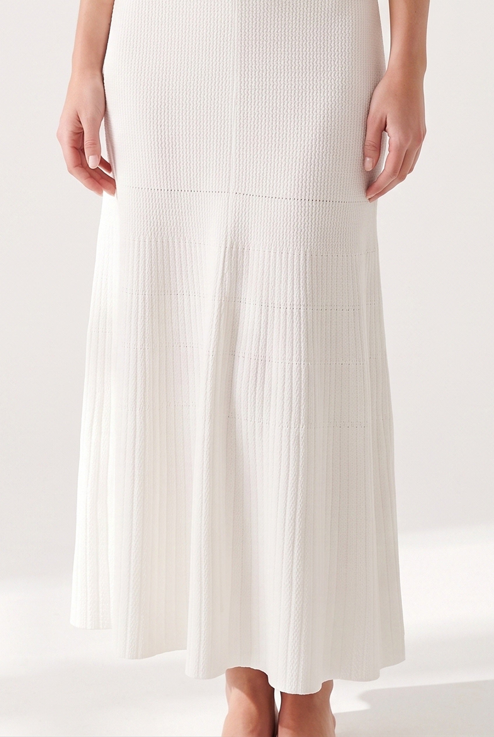 Megan Denim White Maxi Dress - detail-zoom
