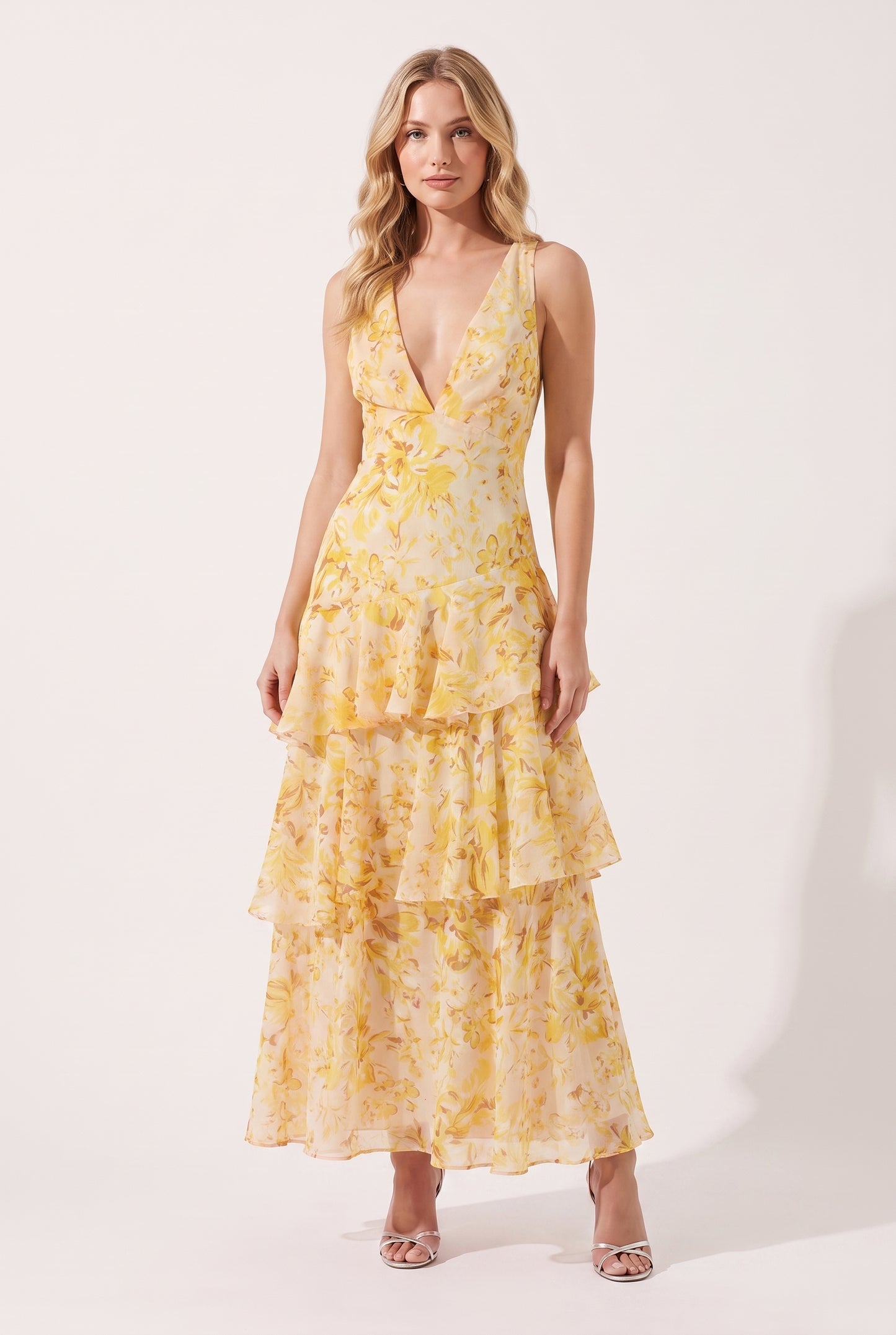Megan | Floral Ruffle Maxi Dress