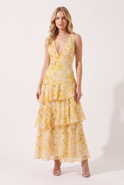 Megan | Floral Ruffle Maxi Dress