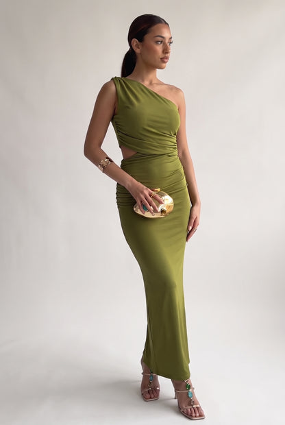 Megan | Asymmetric Side Split Maxi Dress