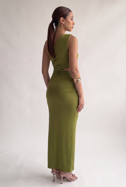 Megan | Asymmetric Side Split Maxi Dress
