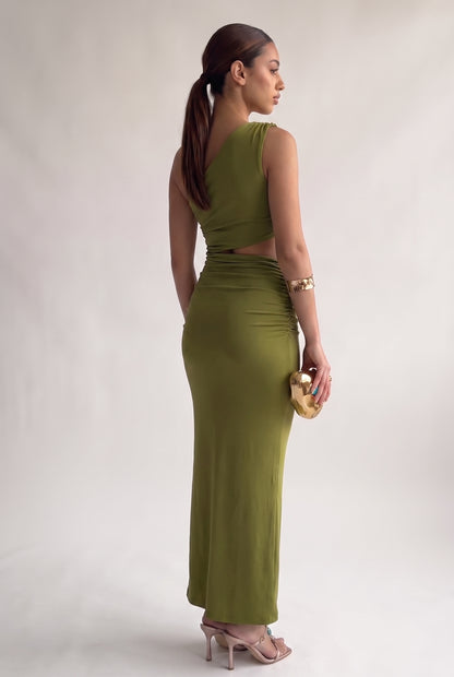 Megan | Asymmetric Side Split Maxi Dress