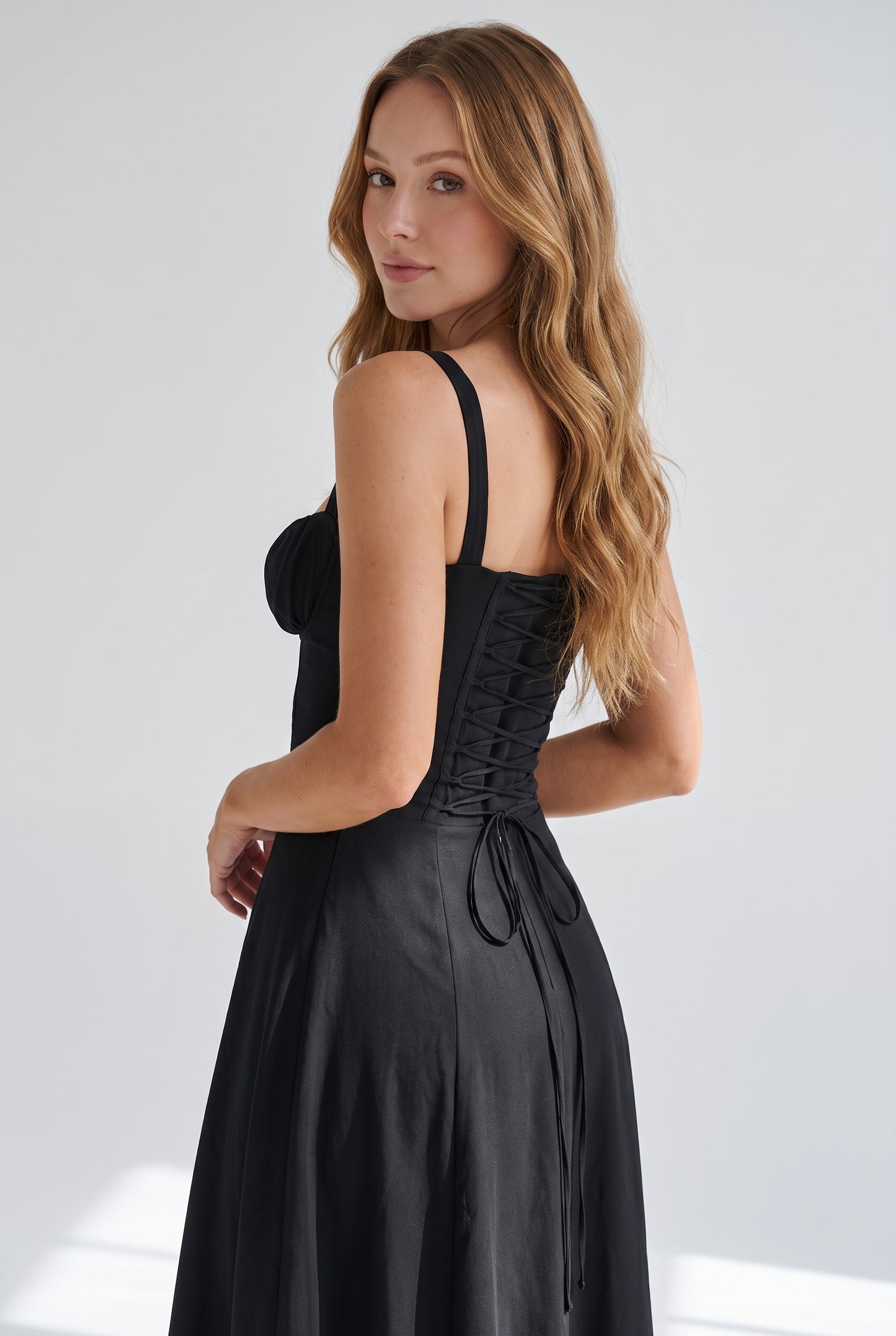 Megan Ruched Midi Dress - black - back