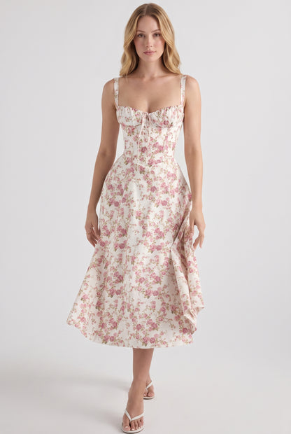 Megan Ruched Midi Dress - light-brown - front
