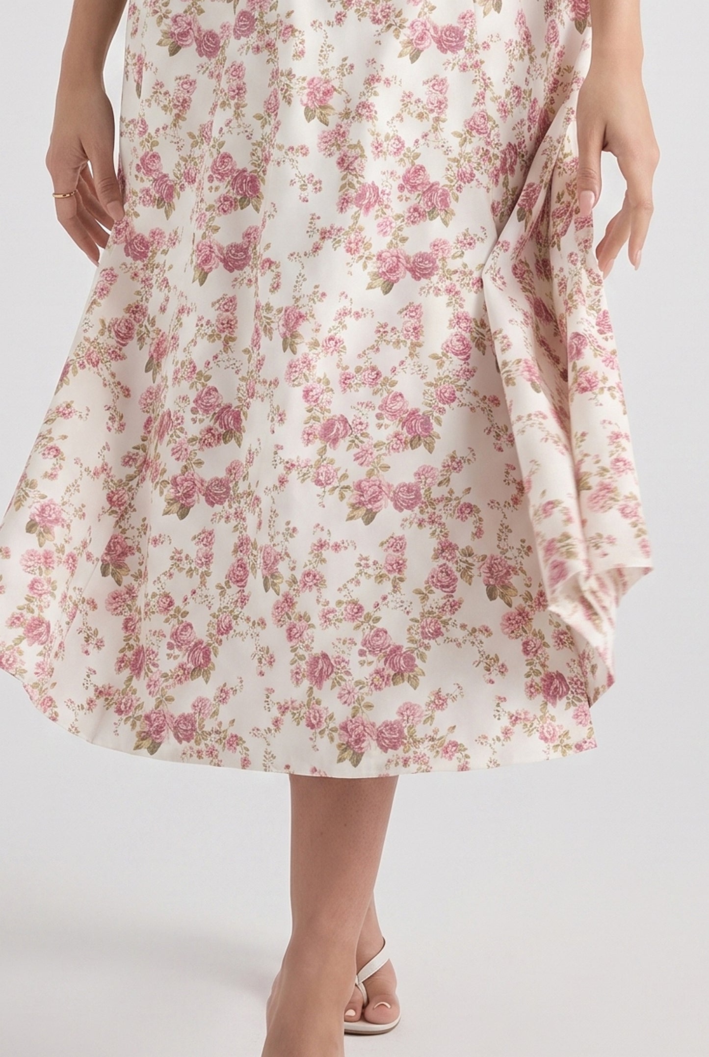 Megan Ruched Midi Dress - light-brown - detail-rok