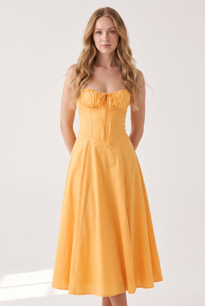 Megan Ruched Midi Dress - orange - front