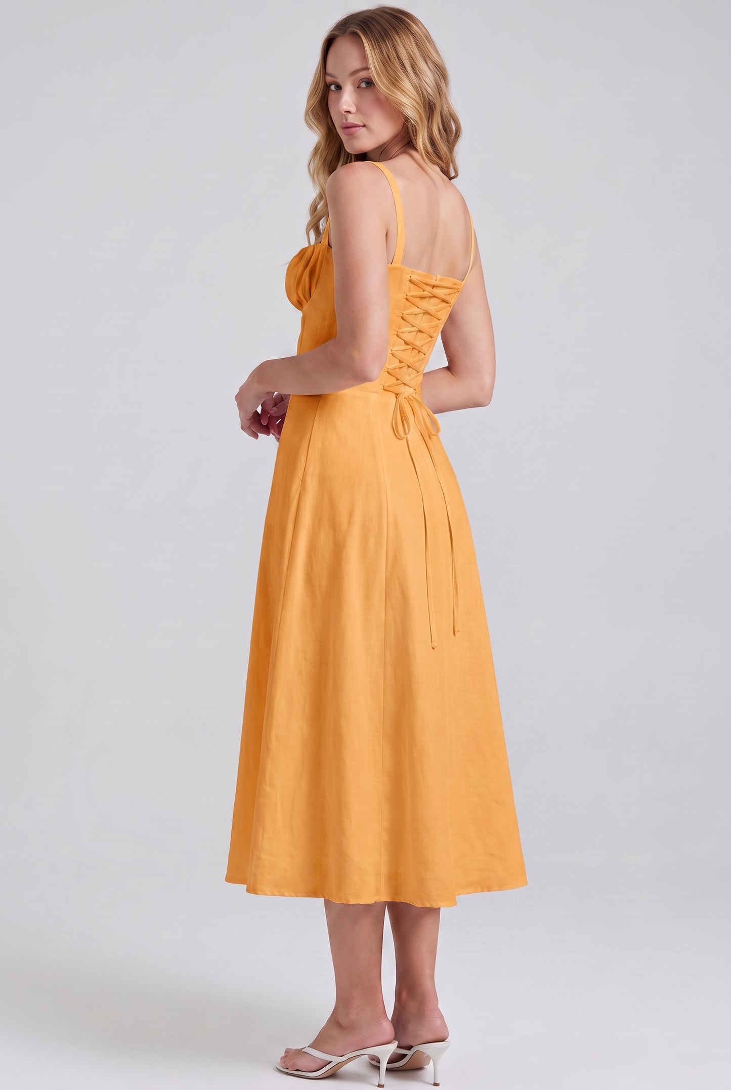Megan Ruched Midi Dress - orange - side