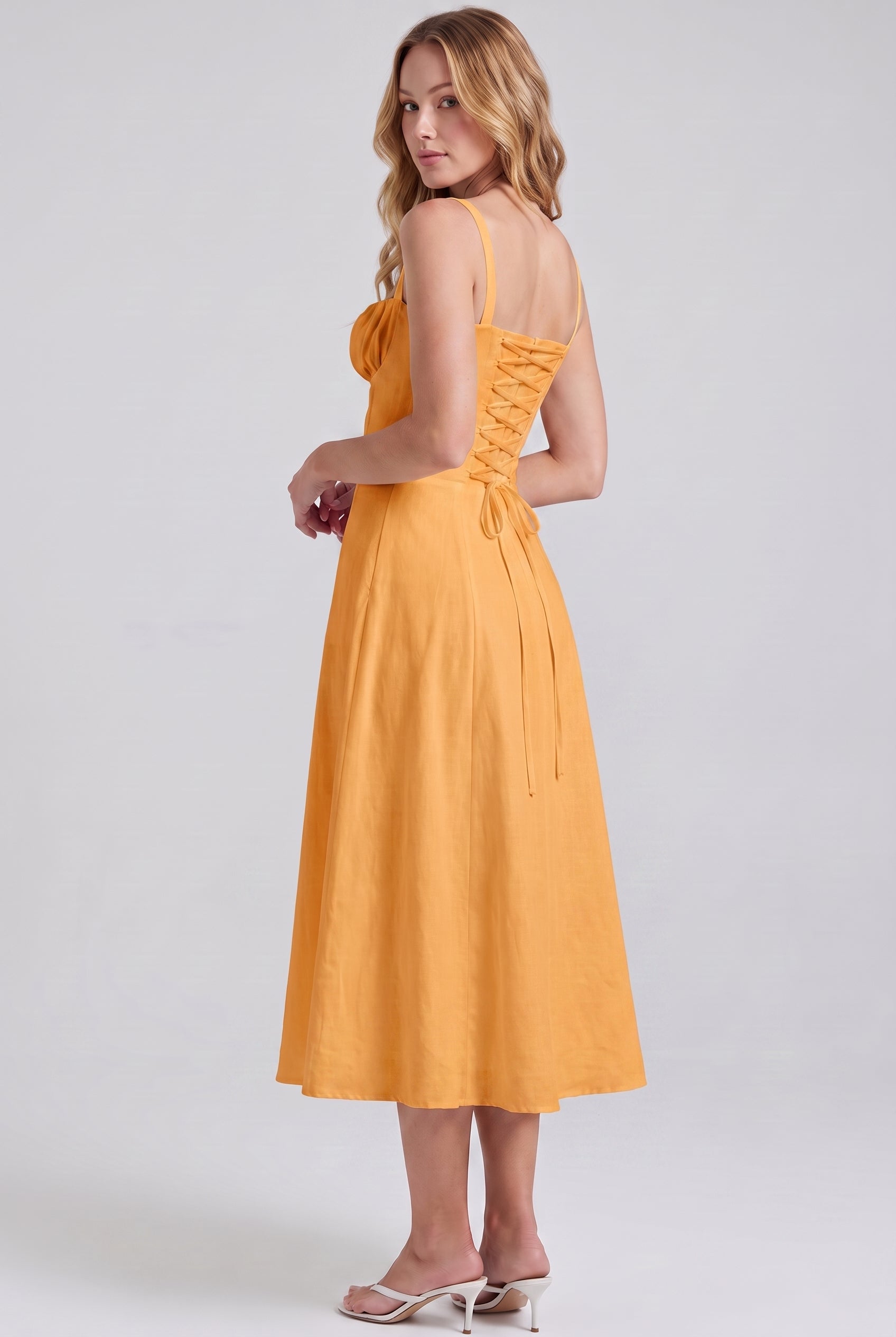 Megan Ruched Midi Dress - orange - side
