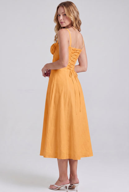 Megan Ruched Midi Dress - orange - side