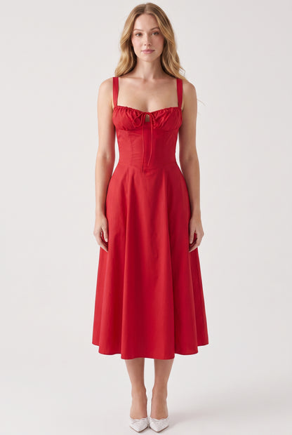 Megan Ruched Midi Dress - red - front