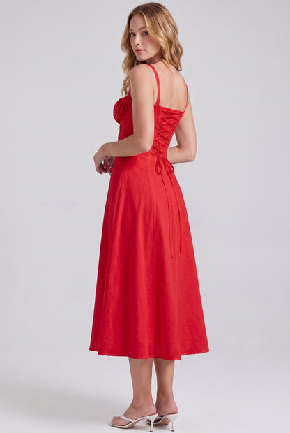 Megan Ruched Midi Dress - red - side