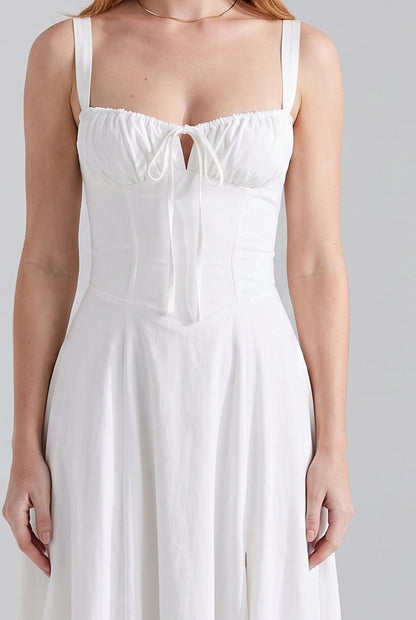 Megan Ruched Midi Dress - white - detail-bovenkant