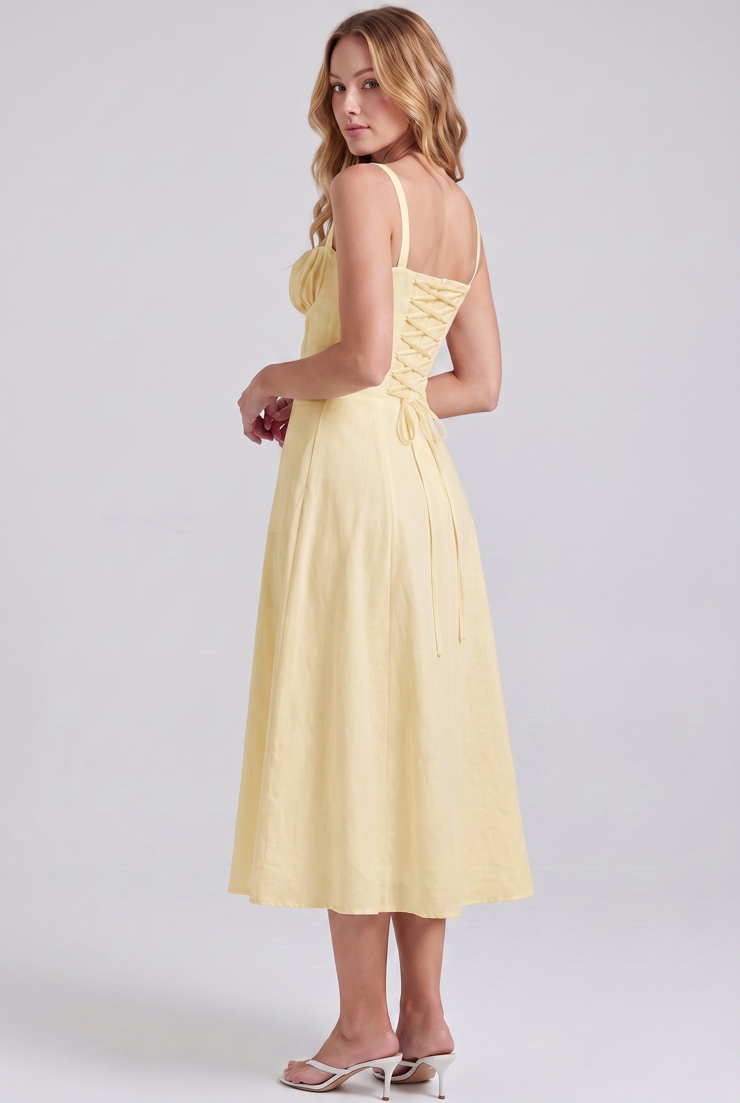 Megan Ruched Midi Dress - yellow - side