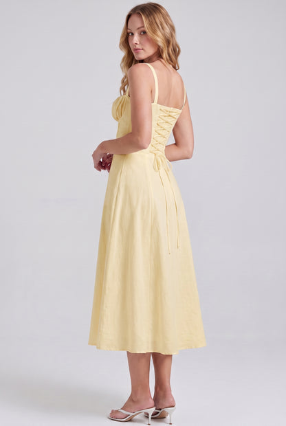 Megan Ruched Midi Dress - yellow - side