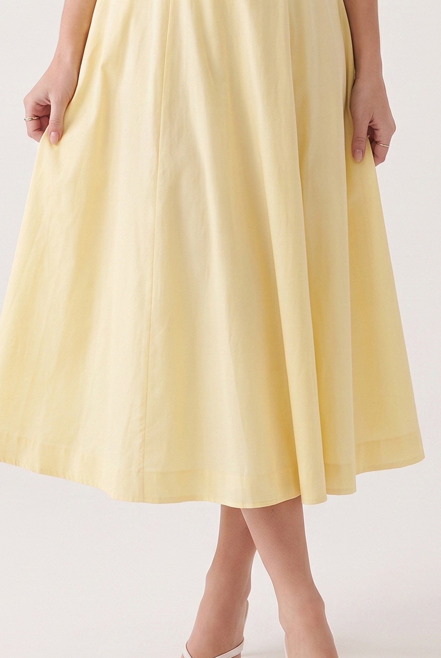 Megan Ruched Midi Dress - yellow - detail-rok
